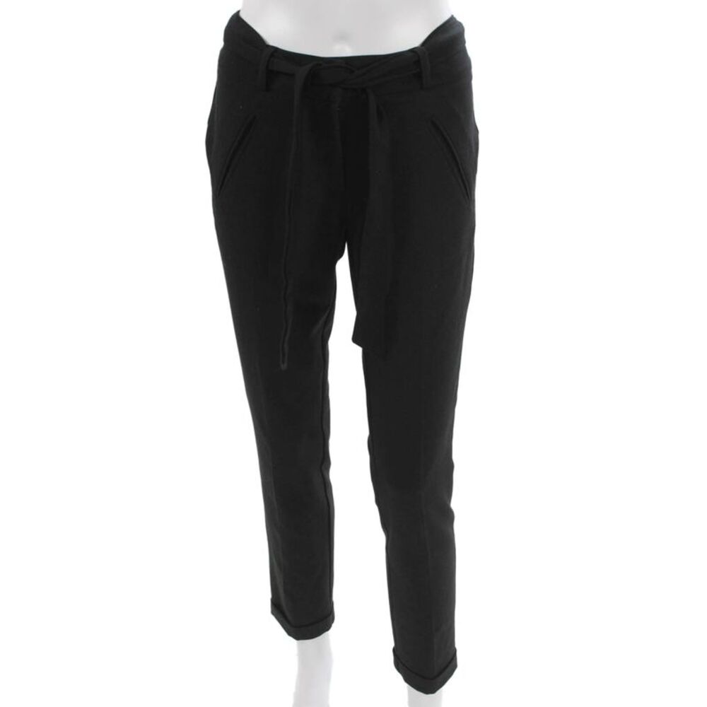 Hotel Particulier Women Ankle Pants Black Polyester Blend Drawstring Size S